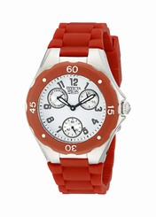 Invicta Watches : 18789 White Dial Uni-directional Rotating Red Plastic Band Women Watch