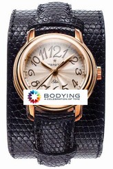 Zenith Watches : 18.1220.67/01.C531 Automatic Silver With Arabic Numeral Guilloche Dial Black Lizard Leather And Cuff Band Women Watch