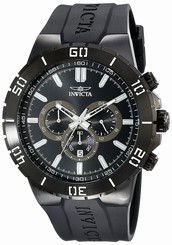 Invicta Watches : 19200 Black Dial Chronograph Date Black Polyurethane Men Watch