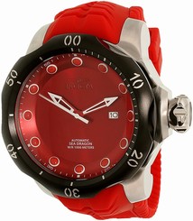 Invicta Watches : 19302 Automatic Red Dial Date Red Silicone Men Watch