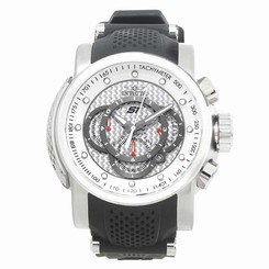 Invicta Watches : 19318 Silver Carbon Fiber Dial Chronograph Date Black Silicone Men Watch