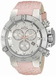 Invicta Watches : 19759 Silver Dial Chronograph Date Pink Leather Women Watch