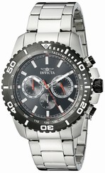 Invicta Watches : 19842 Black Dial Stainless Steel Band Men Watch