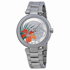 Versace Watches : 19Q99D1HI-S099 Silver Sunray With Orange Hibiscus Flower And Baro Quartz Women Watch