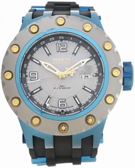 Invicta Watches : 20127 Grey Dial GMT Date Black Polyurethane Men Watch