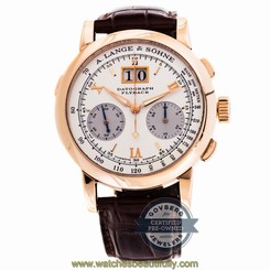 A. Lange & Sohne Datograph 403.032 Rose Gold Manual 39mm Brown Strap Mens Watch