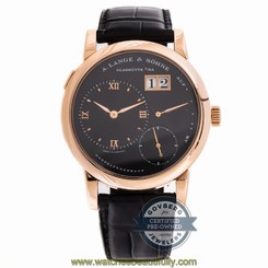A. Lange & Sohne Lange 1 101.031 Manual Rose Gold Mens Strap Watch Date Tang