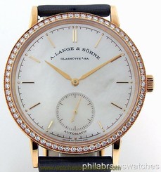 A. Lange & Sohne Saxonia 840.032 Ladies 37mm 18k Rose Gold Diamond White MOP B&P