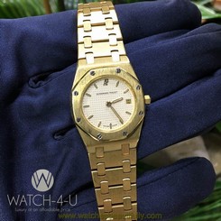Rare Audemars Piguet Royal Oak 20mm 18k Solid Gold White Dial Ladies Watch
