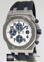 Audemars Piguet Royal Oak Offshore Steel White/Blue Watch Box/Papers 26170ST