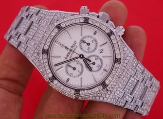 Unworn Audemars Piguet Royal Oak Chronograph 41 mm Watch Iced Out 25 Ct Diamonds