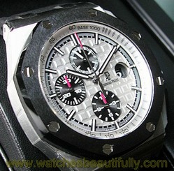 *NEW* AP AUDEMARS PIGUET ROYAL OAK OFFSHORE CHRONOGRAPH SS SILVER BLACK RUBBER