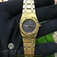 Rare Audemars Piguet Royal Oak 26mm Solid 18k Gold Grey Dial Ladies Luxury Watch