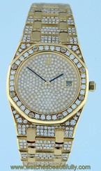 Audemars Piguet Royal Oak $154,900.00 ALL Diamond 18k Yellow Gold 33mm watch.
