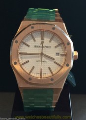 AUDEMARS PIGUET ROYAL OAK 18K ROSE GOLD WHITE DIAL REF 15400OR.OO.1220OR.02