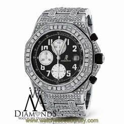 Diamonds Audemars Piguet Royal Oak Offshore Watch With Black Dial
