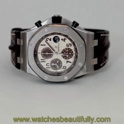 Royal Oak Offshore Ivory Dial Brown Alligator Leather Men's Watch 26470STOOA801C