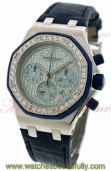 Audemars Piguet Royal Oak Ladies Chronograph, Blue Dial, Diamond Bezel 25986CK