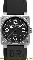 BR-03-92-STEEL BELL & ROSS AVIATION NEW & AUTHENTIC AUTOMATIC MENS WATCH