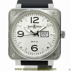 Auth BELL & ROSS "Aviation" BR01-96W SS x Rubber Automatic, Men's watch