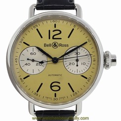 Bell & Ross BRWW1 Stainless Steel Black Leather Watch