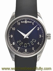 Pre-Owned Bell & Ross Fusion SS / Rubber Black Dial Men's Quartz Wristwatch, MR