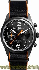MODEL BR-126-CARBON-ORANGE NEW LIMITED EDITION BELL & ROSS VINTAGE MENS WATCH