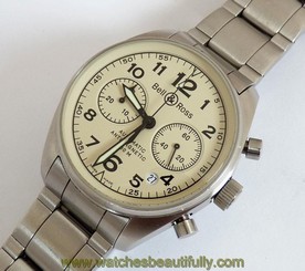 Bell & Ross BR126 Vintage Chronograph Watch Automatic Original Box & Manual Nice