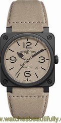 Bell & Ross Aviation BR 03 42mm Ceramic/Leather Men's Watch BR0392-DESERT-CE