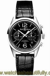 BELL & ROSS Vintage BR 126 Officer Black 41 MM Authentic- Box, Papers & Warranty