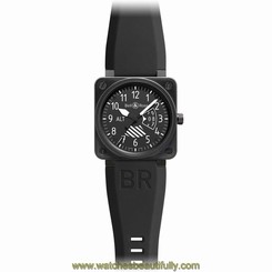 Bell And Ross BR01-ALTIMETER Mens Black Dial Mechanical Watch with Rubber Strap