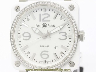 Polished BELL & ROSS Aviation Diamond Bezel MOP Dial Watch BR03-92 (BF110812)
