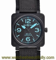 Pre-Owned BELL & ROSS 500 Ltd Ed BR01-92BLUE Men's Blue Automatic Watch, MD