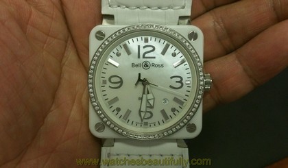 Authentic Bell & Ross Aviation BR03-92 Ceramic Automatic Watch with diamonds