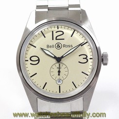 Pre-Owned BELL & ROSS Vintage BR123 Men's SS Off White Dial Automatic Watch, MD