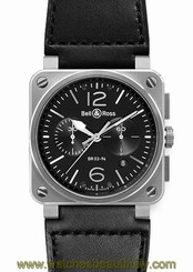 BR-03-94-STEEL BELL & ROSS AVIATION BRAND NEW & AUTHENTIC CHRONOGRAPH WATCH