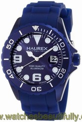 Haurex Italy Men's 1K374UB3 Ink Blue Rubber Band Aluminum Watch 845960027922