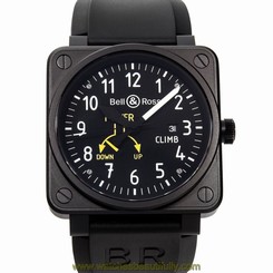 Bell And Ross BR01-CLIMB Mens Black Dial Automatic Watch with Rubber Strap