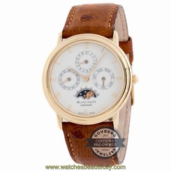 Blancpain Perpetual Calendar 5395-1418 Auto Yellow Gold Mens Strap Watch Moon