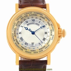 Breguet Marine World Time Hora Mundi 18K Yellow Gold Watch 3700