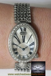 Breguet Reine De Naples 18k White Gold & Diamond Watch Box/Papers 8928