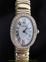 Cartier 18KT Yellow Gold Mini Baignoire Diamond Model 1954 Ladies Quartz Watch