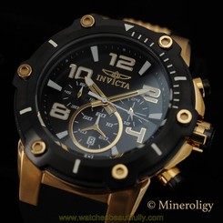 Invicta Speedway Men's Chronograph 18k Gold Plated Black Poly Band Quartz Watch