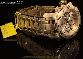 Invicta Men Pro Diver Scuba Swiss Chronograph 18KT Gold Plated Stainless Steel