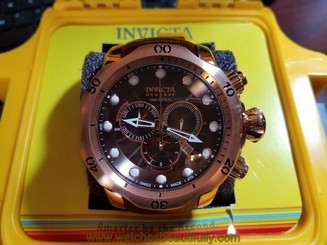 Invicta Men's Unique 10779S Reserve Venom ALL ROSE GOLD-TONE CASE Brown Leather