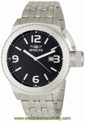 Invicta Men's Corduba Black Dial Stainless Steel Watch Silver tone Luminous