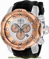 Invicta Mens Venom Swiss Silver & Rose Gold Dial Chronograph Polyurethane Watch