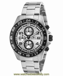 Invicta 16022 Men's Pro Diver Chronograph Silver-Tone Steel and Case
