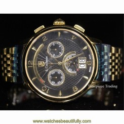 Invicta SC0186 S. Coifman Quartz Chronograph Black Dial Goldplated SS Mens Watch