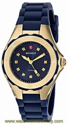 NEW Michele Jelly Bean Petite Navy & Gold Chronograph Watch MWW12P000004 NIB